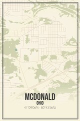 Retro US city map of McDonald, Ohio. Vintage street map.