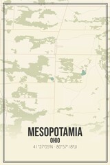Retro US city map of Mesopotamia, Ohio. Vintage street map.