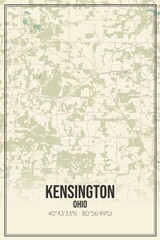 Retro US city map of Kensington, Ohio. Vintage street map.