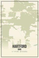 Retro US city map of Hartford, Ohio. Vintage street map.