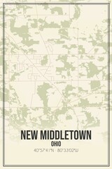 Retro US city map of New Middletown, Ohio. Vintage street map.