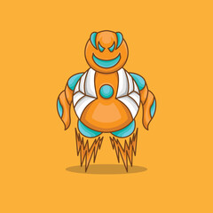 angry face hellowen pumpkin mascot logo robot cyborg