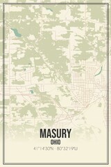 Retro US city map of Masury, Ohio. Vintage street map.