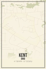 Retro US city map of Kent, Ohio. Vintage street map.