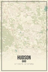 Retro US city map of Hudson, Ohio. Vintage street map.