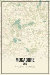 Retro US city map of Mogadore, Ohio. Vintage street map.
