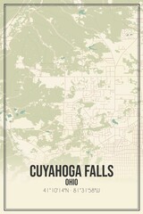 Retro US city map of Cuyahoga Falls, Ohio. Vintage street map.