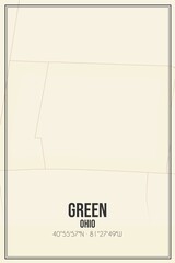 Retro US city map of Green, Ohio. Vintage street map.