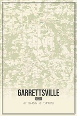 Retro US city map of Garrettsville, Ohio. Vintage street map.