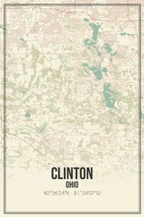 Retro US city map of Clinton, Ohio. Vintage street map.