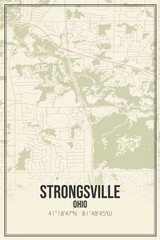 Retro US city map of Strongsville, Ohio. Vintage street map.