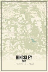 Retro US city map of Hinckley, Ohio. Vintage street map.