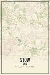 Fototapeta na wymiar Retro US city map of Stow, Ohio. Vintage street map.