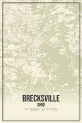 Retro US city map of Brecksville, Ohio. Vintage street map.