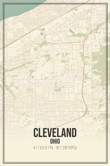 Retro US city map of Cleveland, Ohio. Vintage street map.