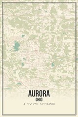 Retro US city map of Aurora, Ohio. Vintage street map.