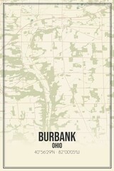 Retro US city map of Burbank, Ohio. Vintage street map.