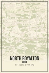 Retro US city map of North Royalton, Ohio. Vintage street map.