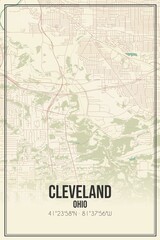 Retro US city map of Cleveland, Ohio. Vintage street map.