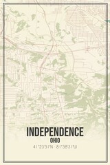 Retro US city map of Independence, Ohio. Vintage street map.