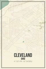 Retro US city map of Cleveland, Ohio. Vintage street map.