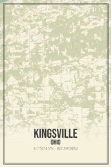 Retro US city map of Kingsville, Ohio. Vintage street map.