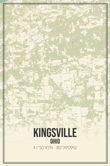 Retro US city map of Kingsville, Ohio. Vintage street map.