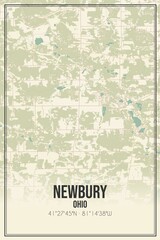 Retro US city map of Newbury, Ohio. Vintage street map.