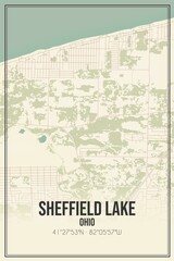 Retro US city map of Sheffield Lake, Ohio. Vintage street map.