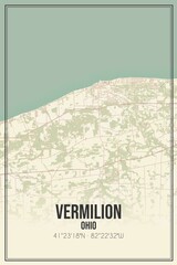 Retro US city map of Vermilion, Ohio. Vintage street map.