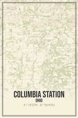 Retro US city map of Columbia Station, Ohio. Vintage street map.