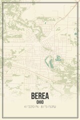 Retro US city map of Berea, Ohio. Vintage street map.