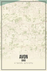 Retro US city map of Avon, Ohio. Vintage street map.