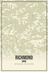 Retro US city map of Richmond, Ohio. Vintage street map.