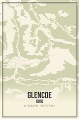 Retro US city map of Glencoe, Ohio. Vintage street map.