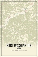 Retro US city map of Port Washington, Ohio. Vintage street map.
