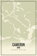 Retro US city map of Cameron, Ohio. Vintage street map.