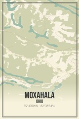 Retro US city map of Moxahala, Ohio. Vintage street map.