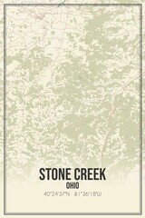 Retro US city map of Stone Creek, Ohio. Vintage street map.