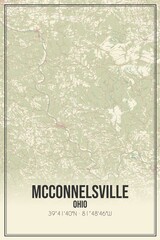 Retro US city map of Mcconnelsville, Ohio. Vintage street map.