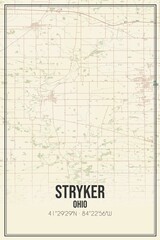 Retro US city map of Stryker, Ohio. Vintage street map.