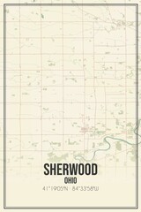 Retro US city map of Sherwood, Ohio. Vintage street map.