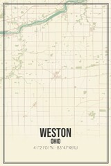 Retro US city map of Weston, Ohio. Vintage street map.