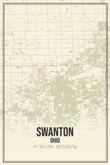 Retro US city map of Swanton, Ohio. Vintage street map.