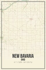 Retro US city map of New Bavaria, Ohio. Vintage street map.