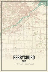 Retro US city map of Perrysburg, Ohio. Vintage street map.