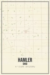 Retro US city map of Hamler, Ohio. Vintage street map.