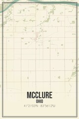 Retro US city map of McClure, Ohio. Vintage street map.
