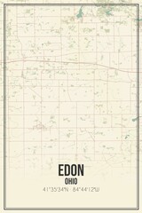 Retro US city map of Edon, Ohio. Vintage street map.