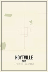Retro US city map of Hoytville, Ohio. Vintage street map.